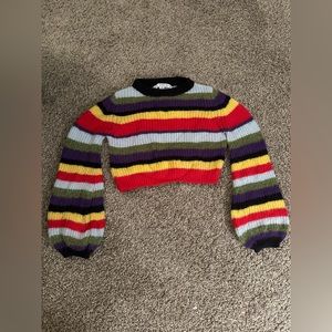Striped long sleeve sweater crop top